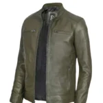 Men's Distressed Green Leather Jacket